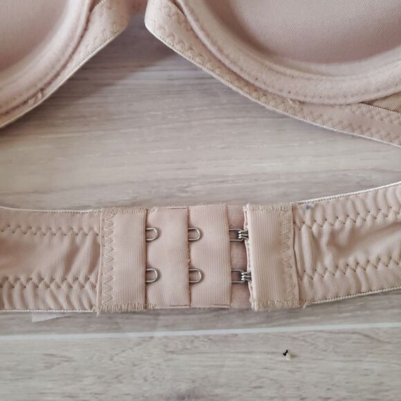 Jezebel Padded Push Up Bra 34B Nude Black Lace Corset Stitch - Picture 6 of 11